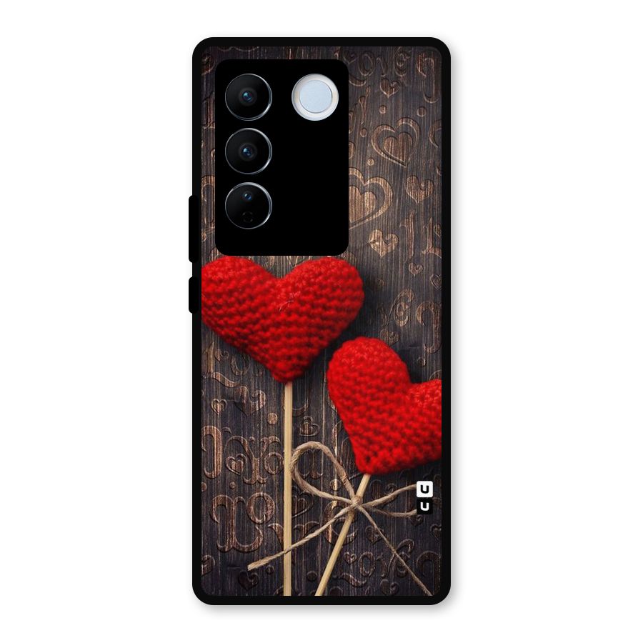 Thread Art Wooden Print Metal Back Case for Vivo V27