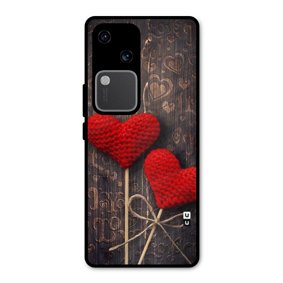 Thread Art Wooden Print Metal Back Case for Vivo V30 Pro