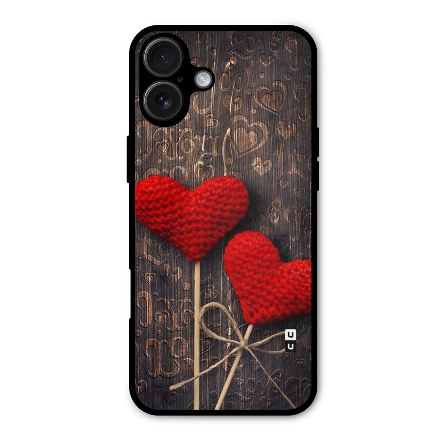 Thread Art Wooden Print Metal Back Case for iPhone 16 Plus