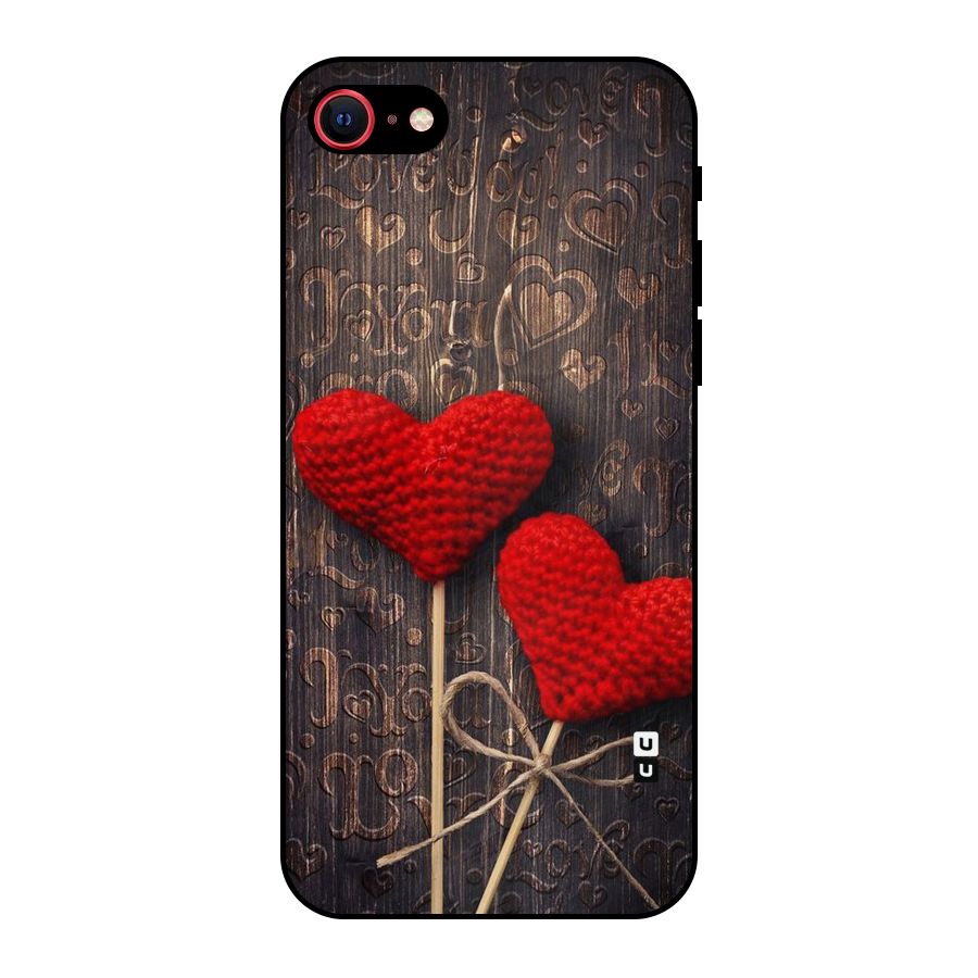 Thread Art Wooden Print Metal Back Case for iPhone SE 2020