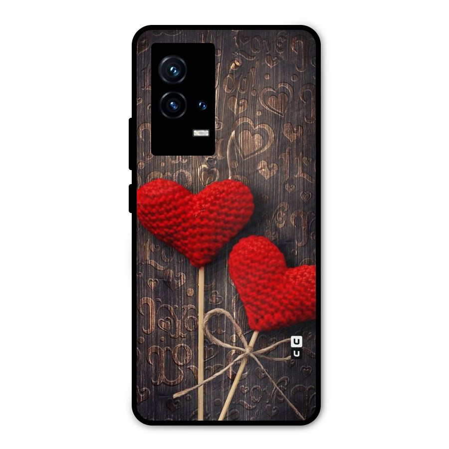 Thread Art Wooden Print Metal Back Case for iQOO 9 5G