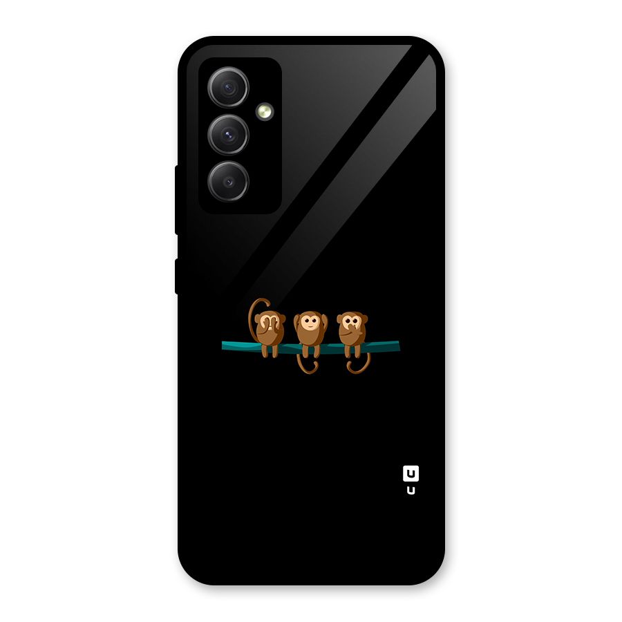 Three Cute Monkeys Glass Back Case for Galaxy A34