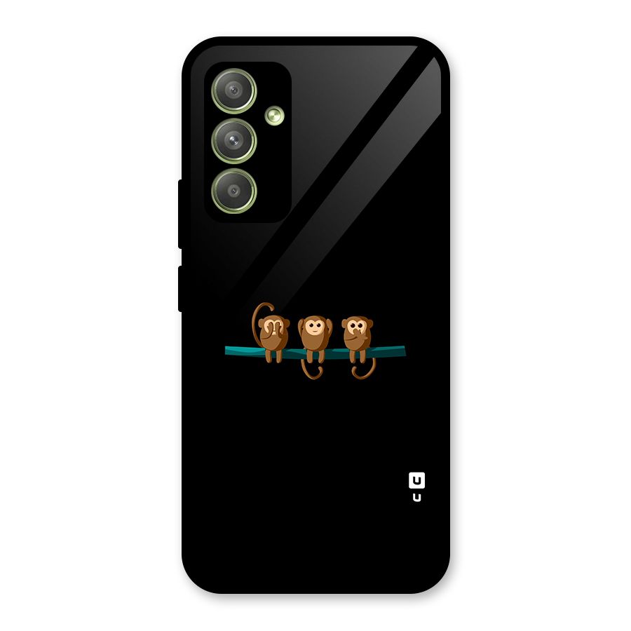 Three Cute Monkeys Glass Back Case for Galaxy A54