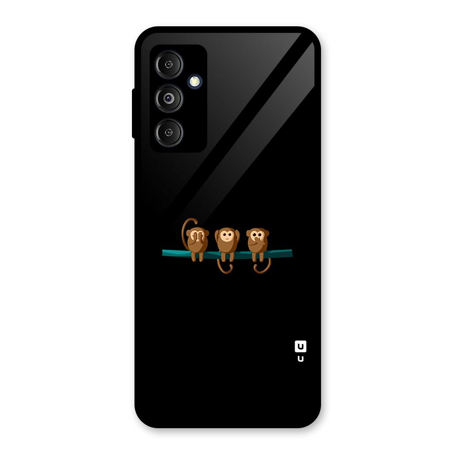 Three Cute Monkeys Glass Back Case for Galaxy M14 5G