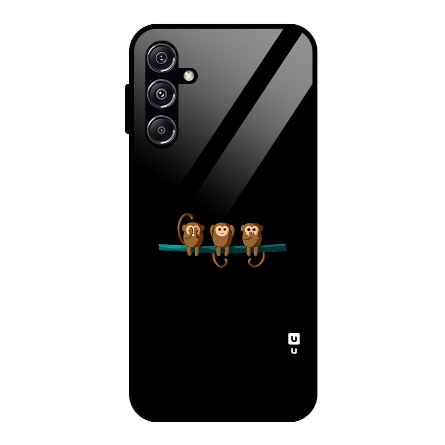 Three Cute Monkeys Glass Back Case for Galaxy M34 5G