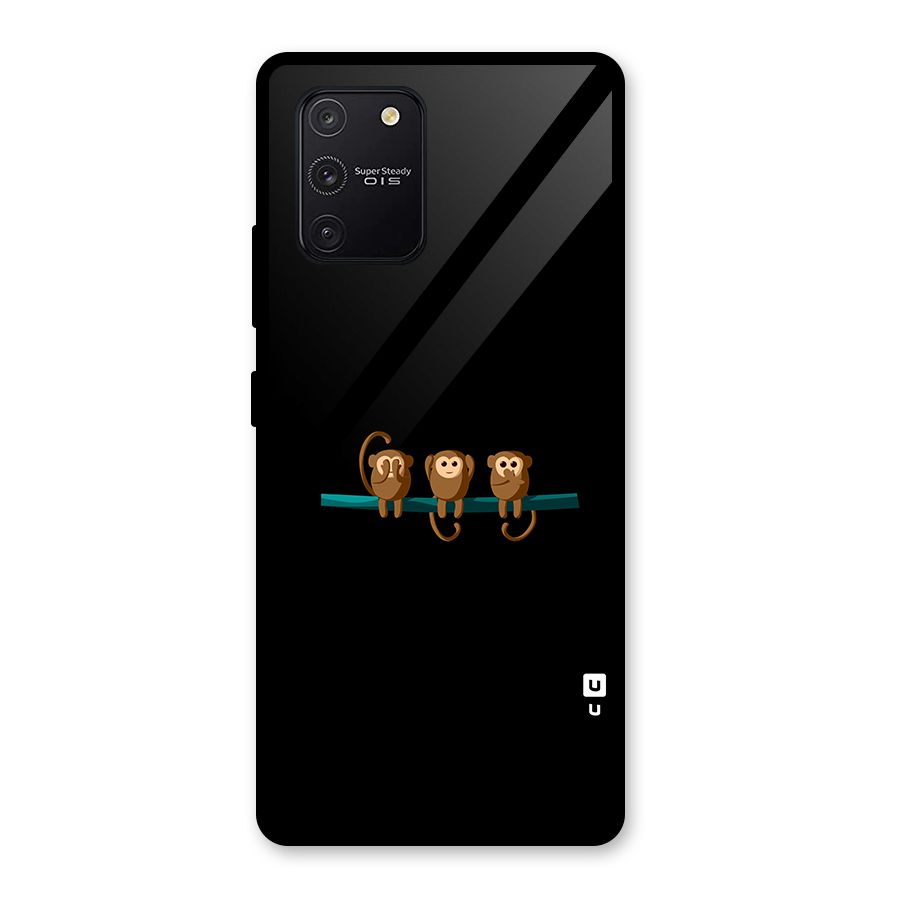 Three Cute Monkeys Glass Back Case for Galaxy S10 Lite