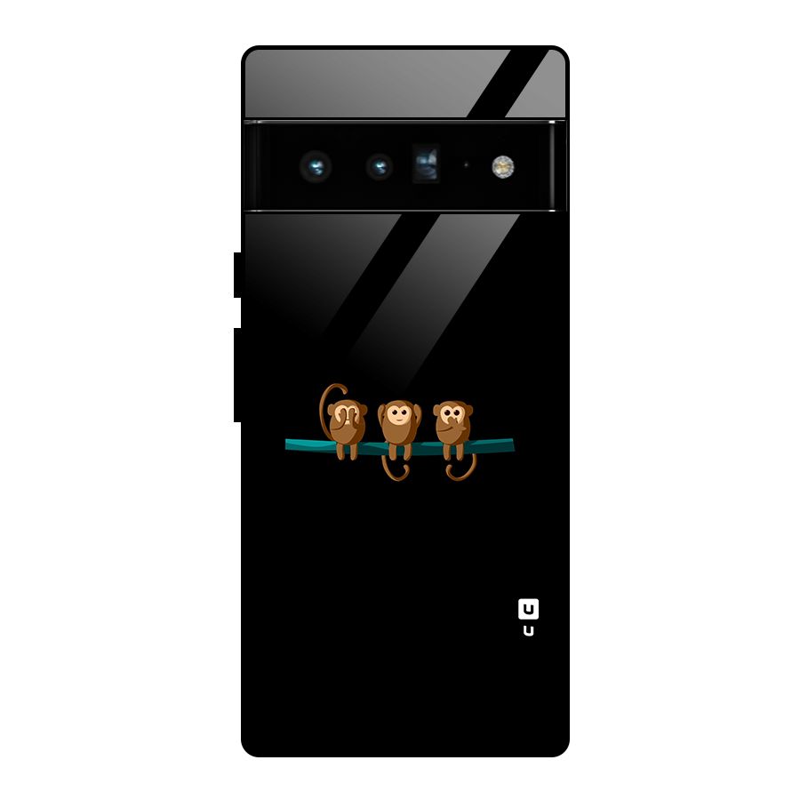 Three Cute Monkeys Glass Back Case for Google Pixel 6 Pro