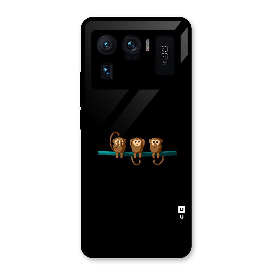 Three Cute Monkeys Glass Back Case for Mi 11 Ultra