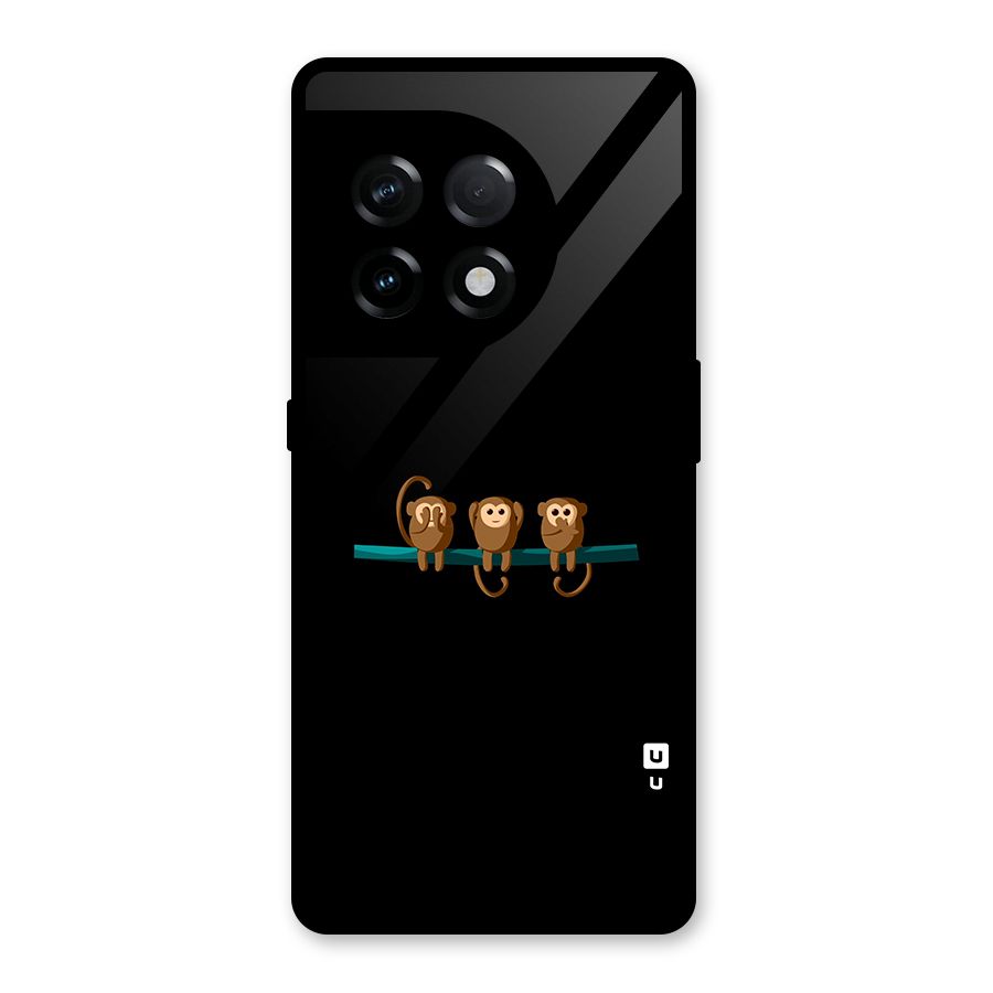 Three Cute Monkeys Glass Back Case for OnePlus 11R