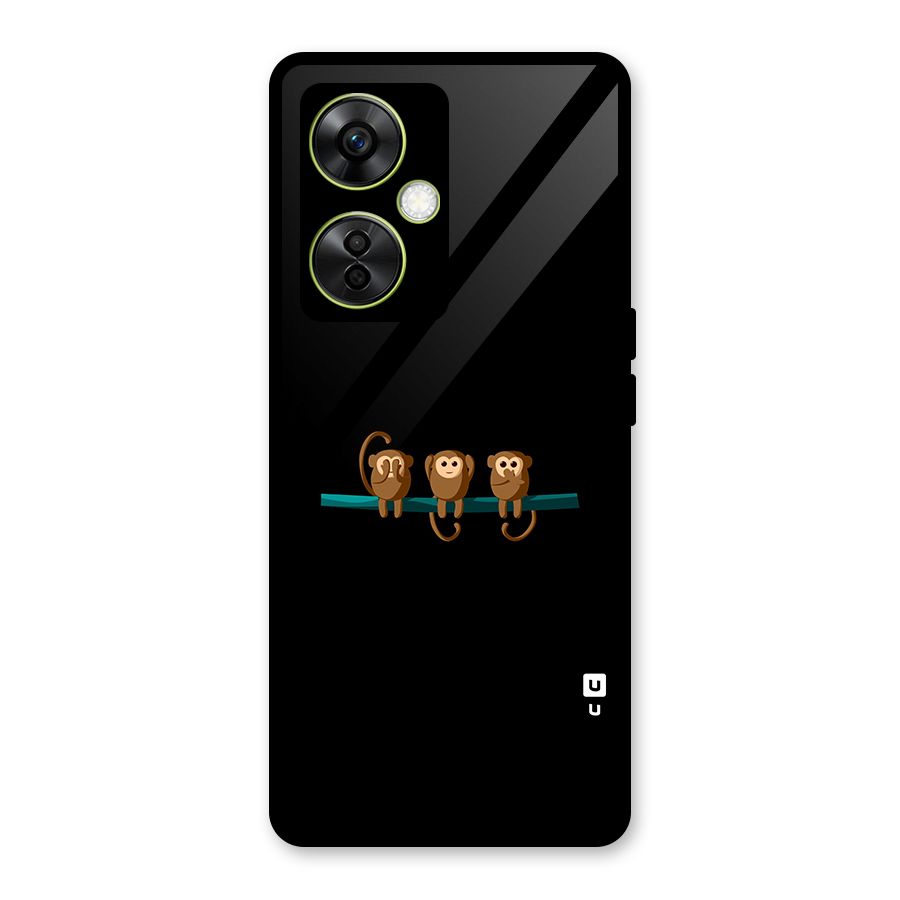 Three Cute Monkeys Glass Back Case for OnePlus Nord CE 3 Lite