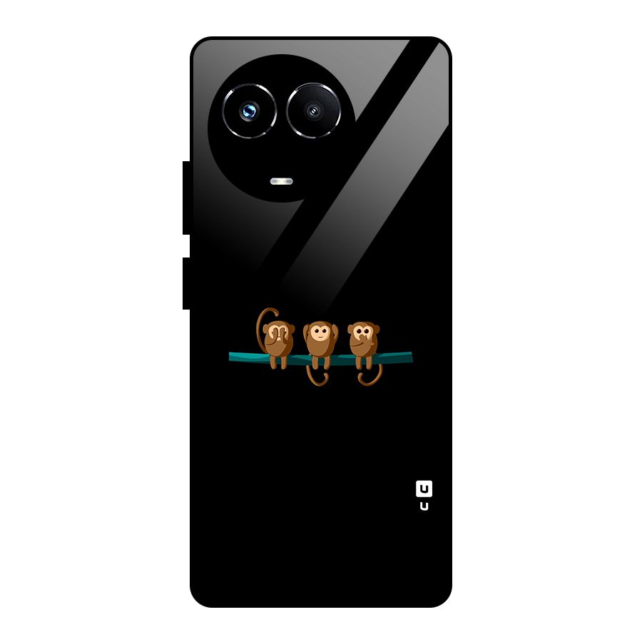 Three Cute Monkeys Glass Back Case for Realme 11X