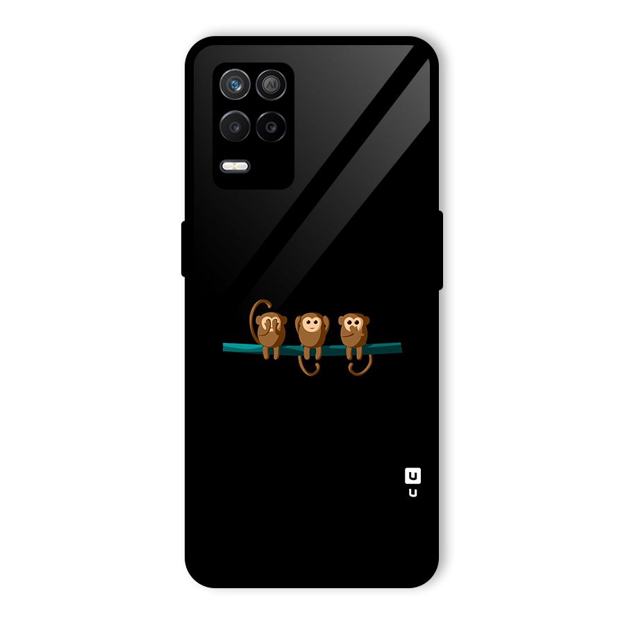 Three Cute Monkeys Glass Back Case for Realme 8s 5G