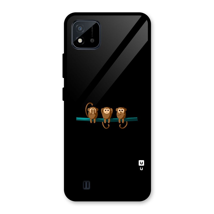 Three Cute Monkeys Glass Back Case for Realme C11 2021