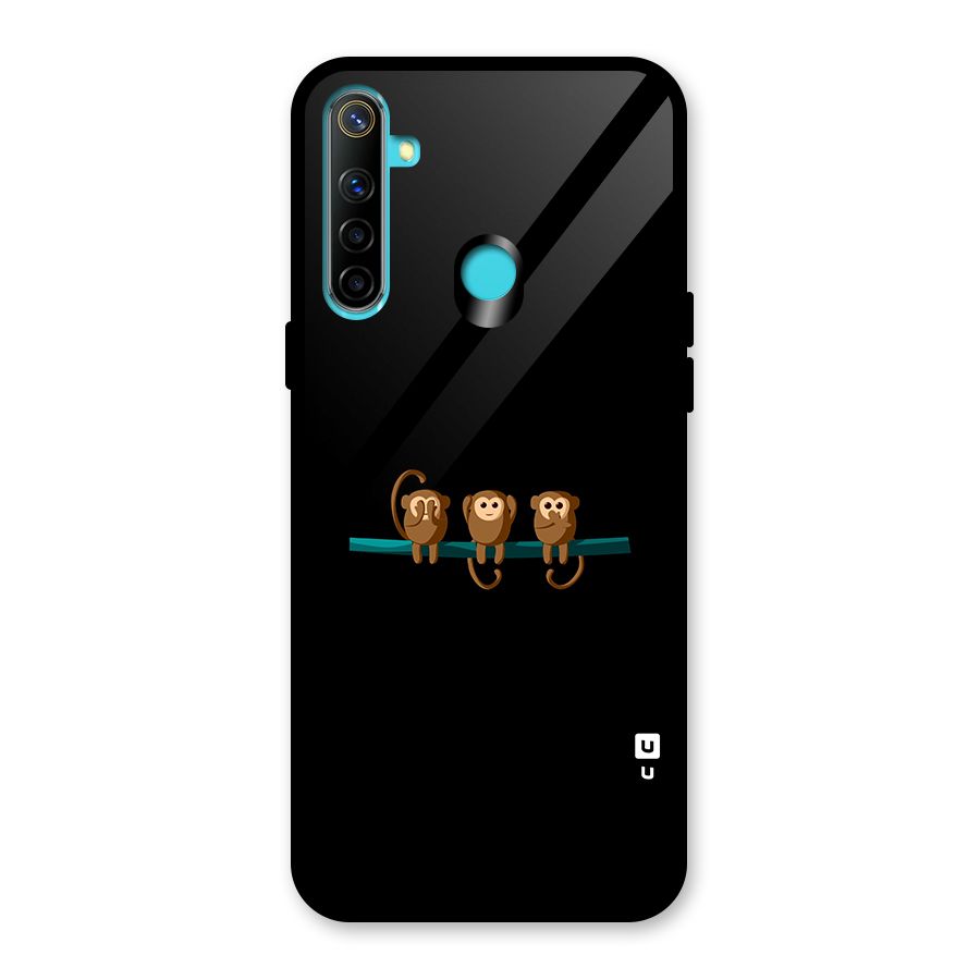 Three Cute Monkeys Glass Back Case for Realme Narzo 10