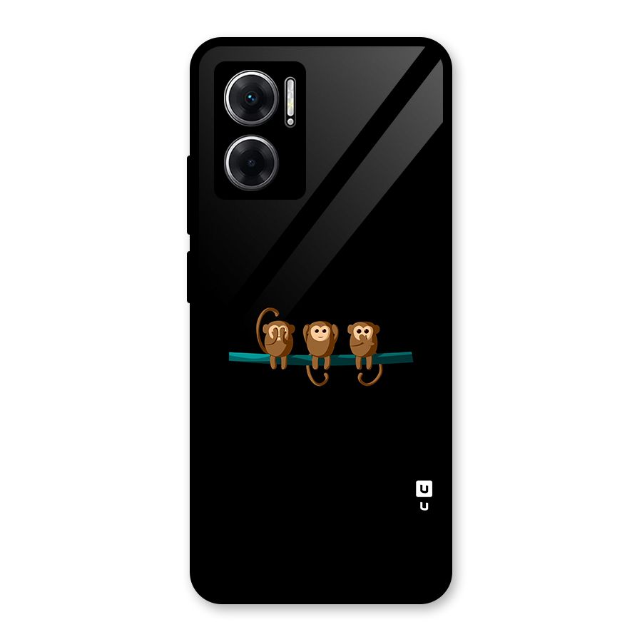 Three Cute Monkeys Glass Back Case for Redmi 11 Prime 5G