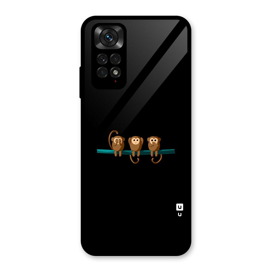 Three Cute Monkeys Glass Back Case for Redmi Note 11S