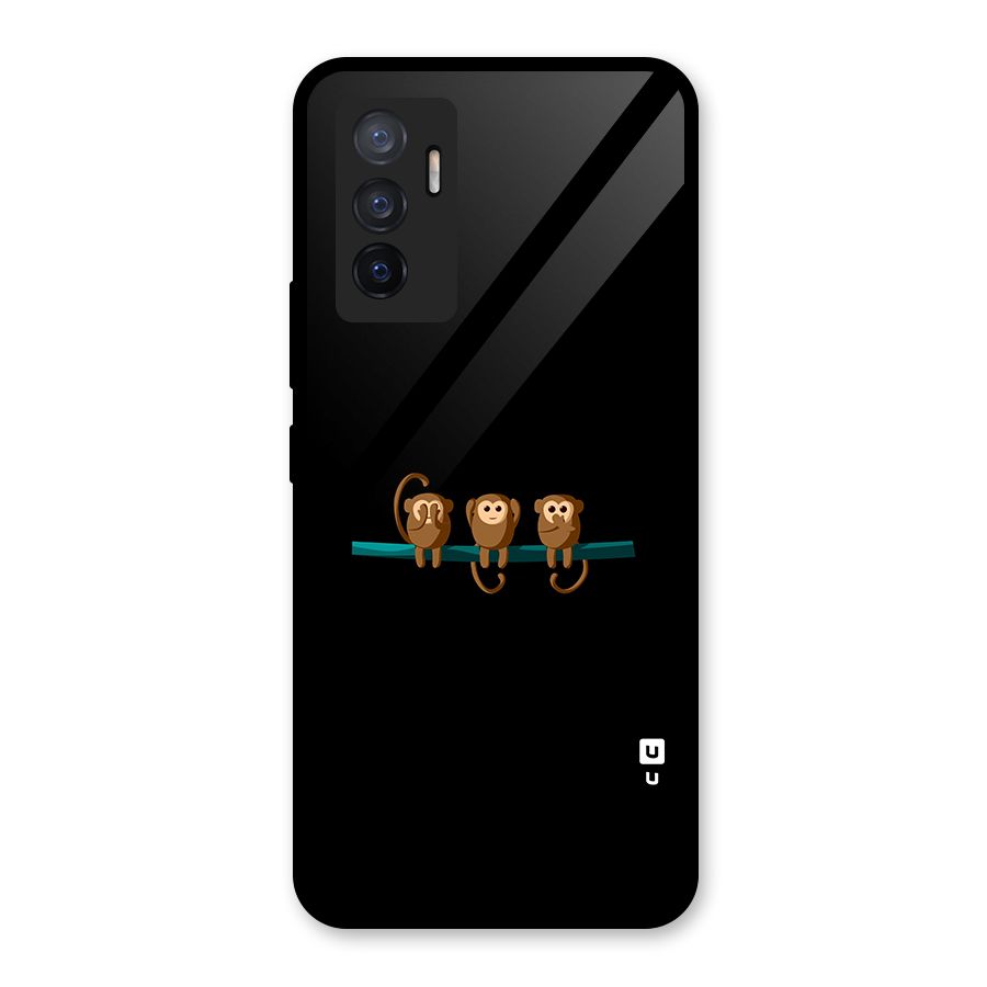 Three Cute Monkeys Glass Back Case for Vivo V23e