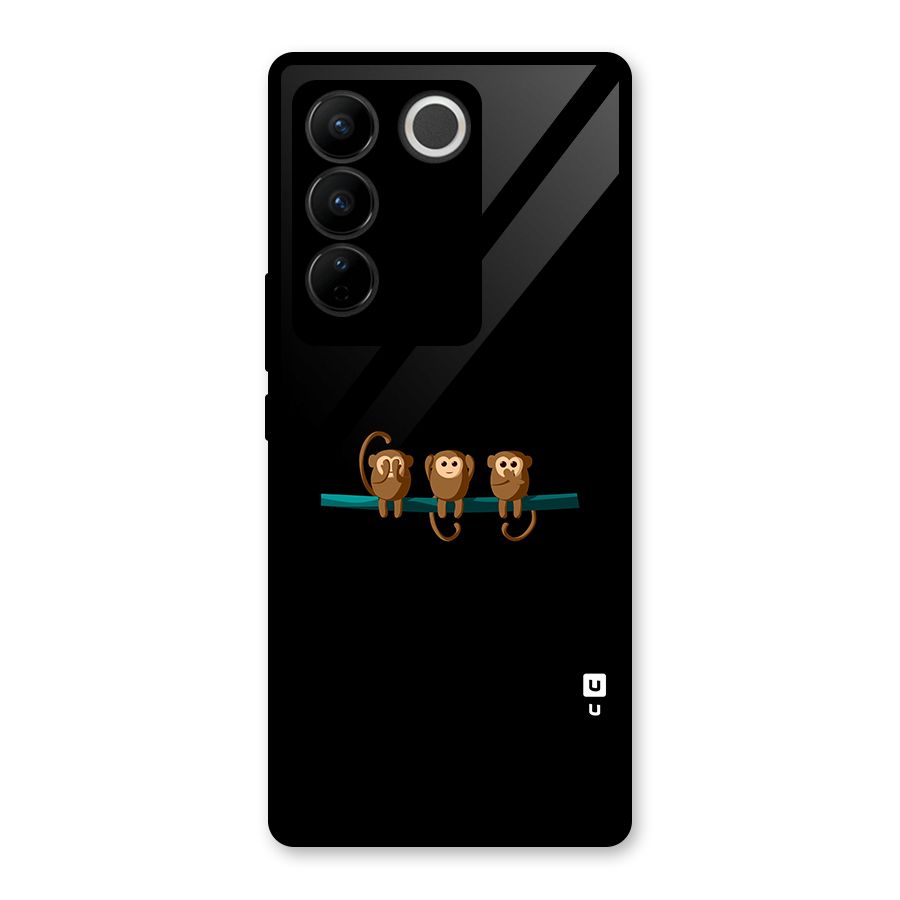 Three Cute Monkeys Glass Back Case for Vivo V27