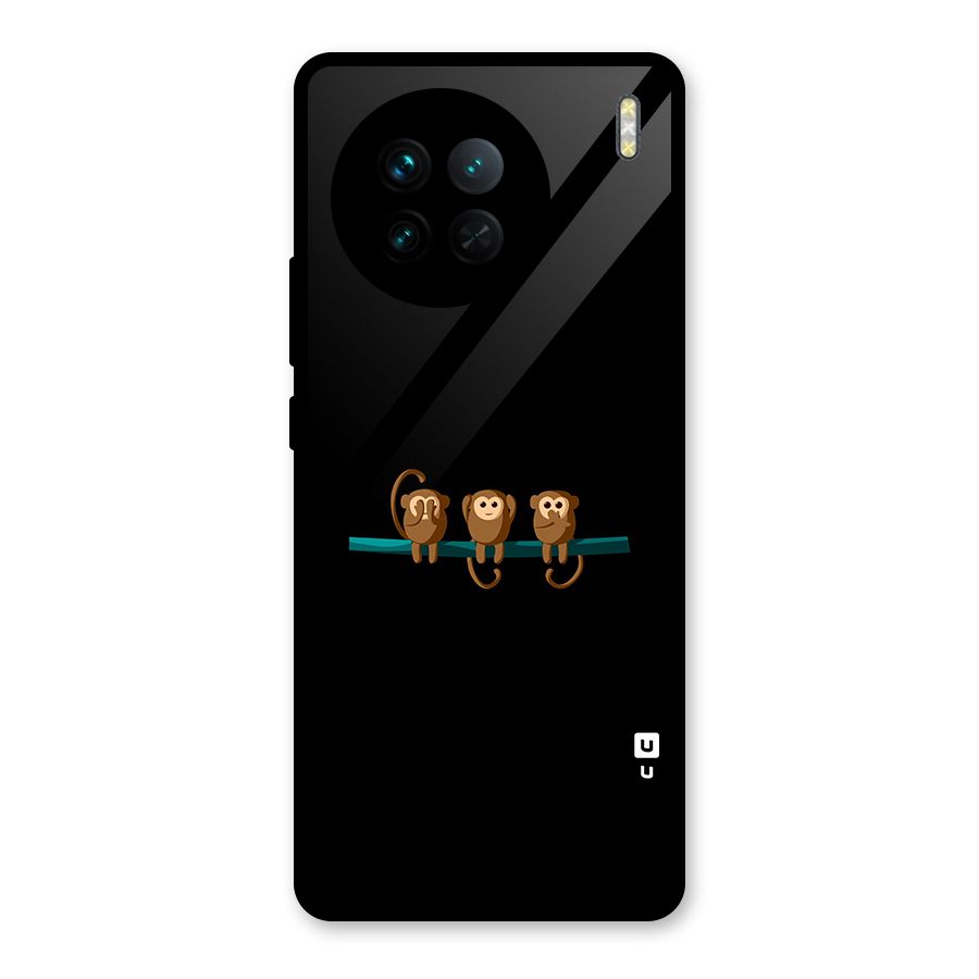 Three Cute Monkeys Glass Back Case for Vivo X90