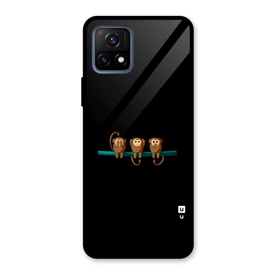 Three Cute Monkeys Glass Back Case for Vivo Y72 5G