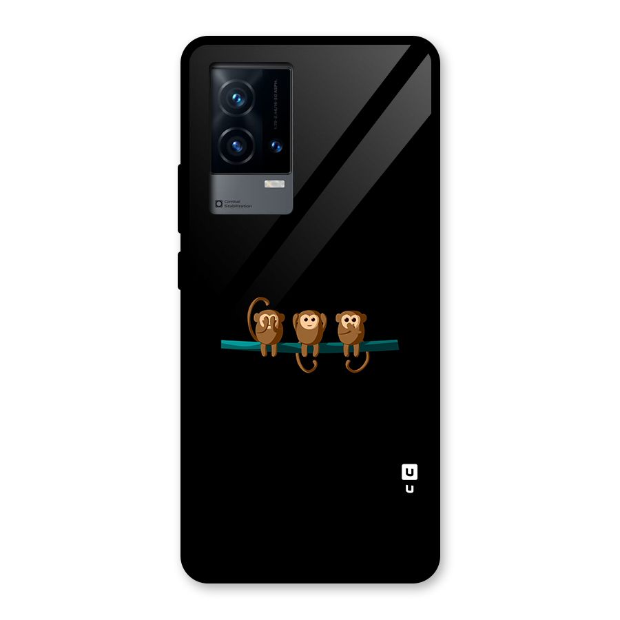 Three Cute Monkeys Glass Back Case for iQOO 9 5G