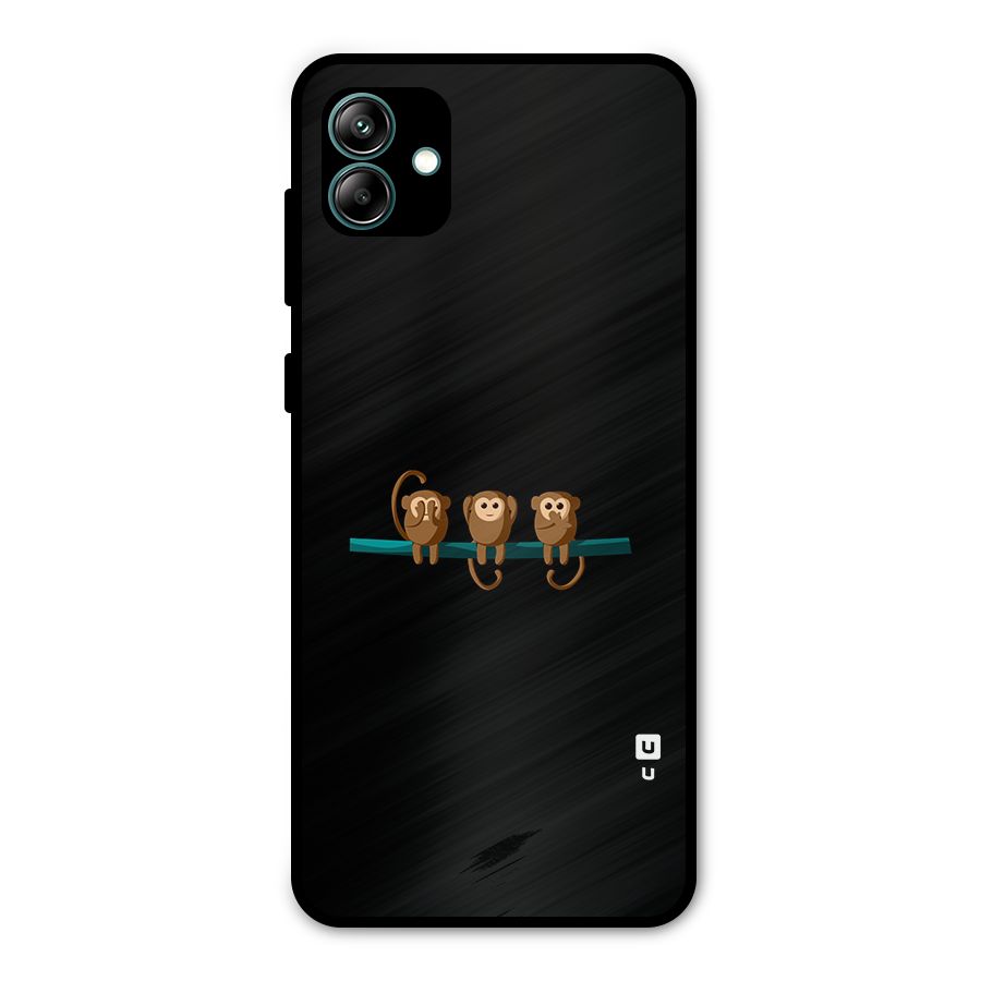 Three Cute Monkeys Metal Back Case for Galaxy A04
