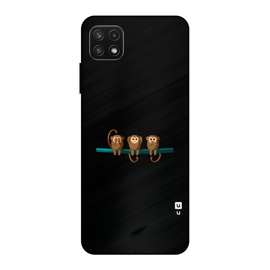 Three Cute Monkeys Metal Back Case for Galaxy A22 5G