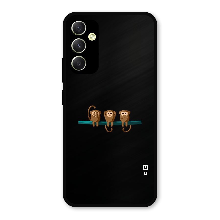 Three Cute Monkeys Metal Back Case for Galaxy A34