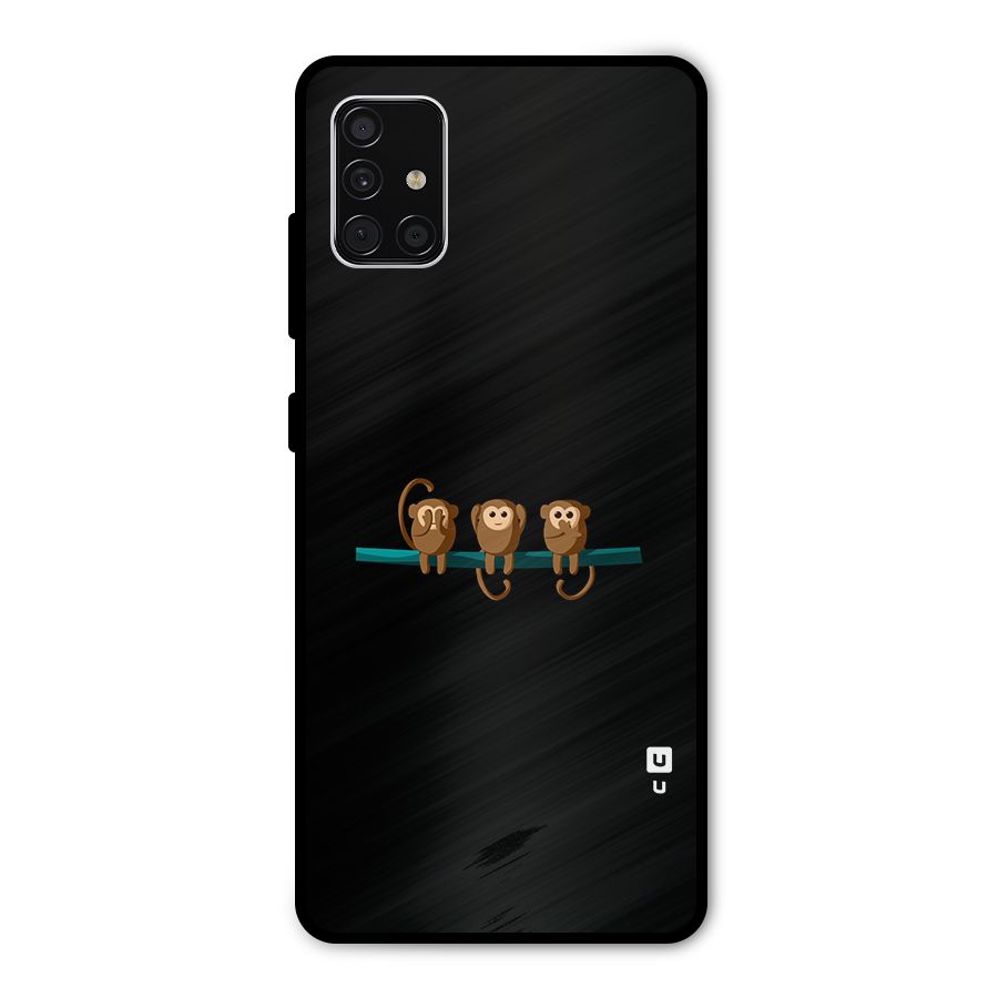 Three Cute Monkeys Metal Back Case for Galaxy A51