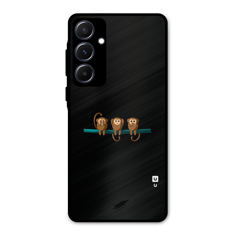 Three Cute Monkeys Metal Back Case for Galaxy A55
