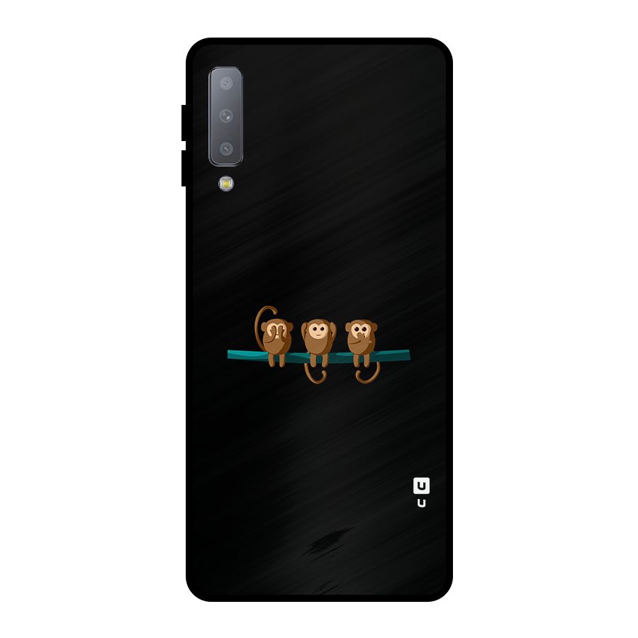 Three Cute Monkeys Metal Back Case for Galaxy A7 (2018)