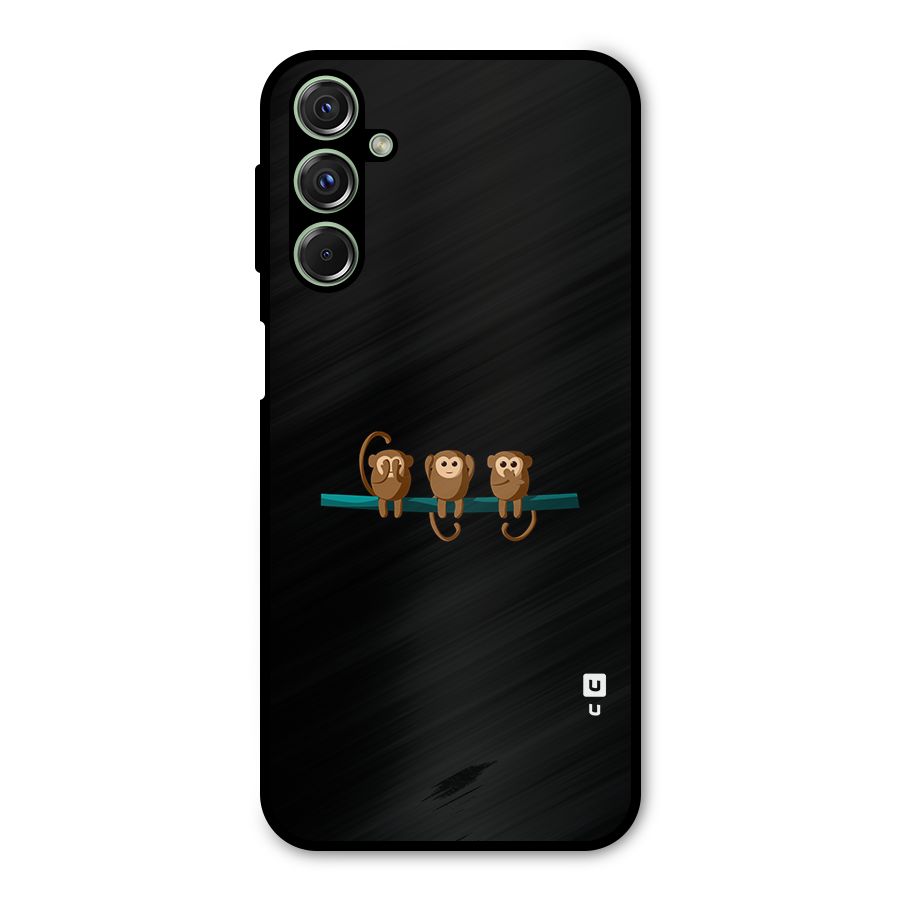 Three Cute Monkeys Metal Back Case for Galaxy F34