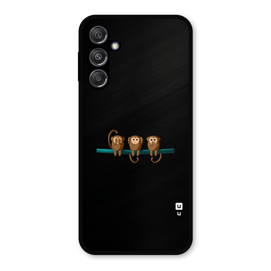 Three Cute Monkeys Metal Back Case for Galaxy M34 5G