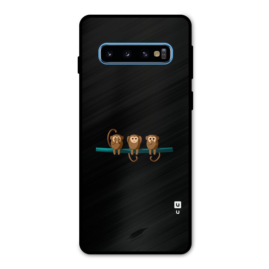 Three Cute Monkeys Metal Back Case for Galaxy S10