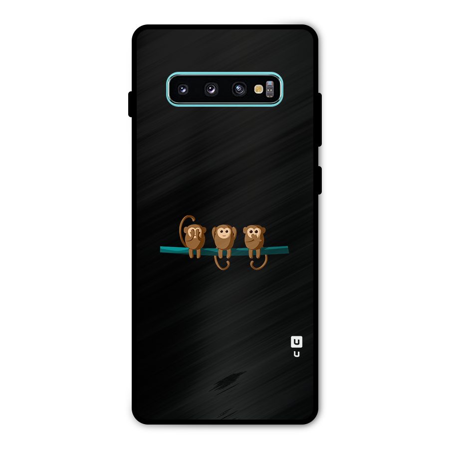 Three Cute Monkeys Metal Back Case for Galaxy S10 Plus