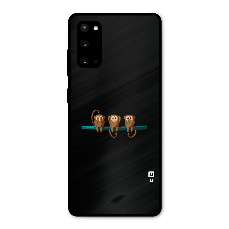 Three Cute Monkeys Metal Back Case for Galaxy S20
