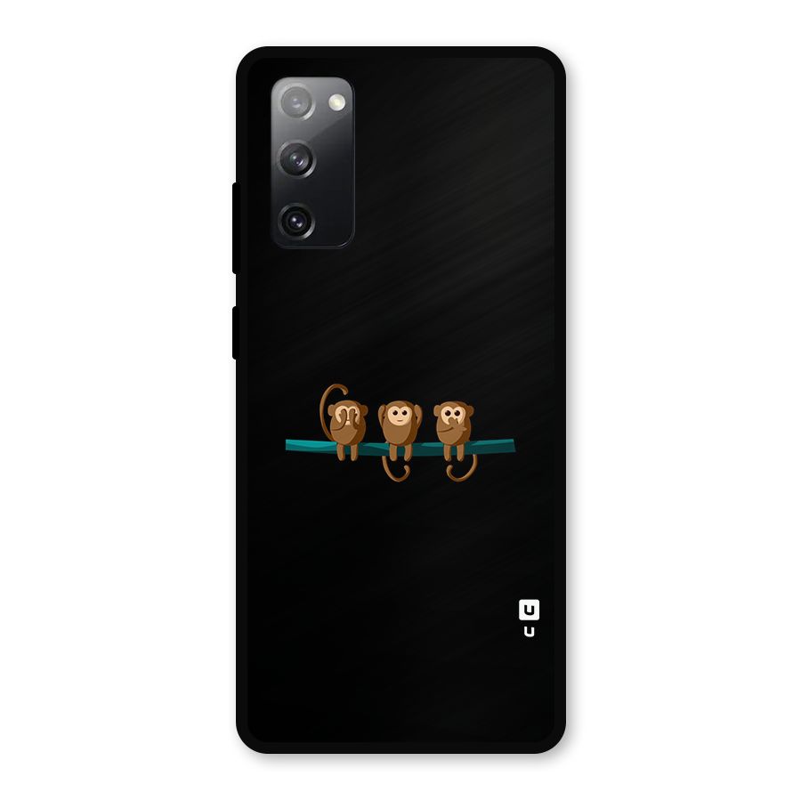 Three Cute Monkeys Metal Back Case for Galaxy S20 FE 5G