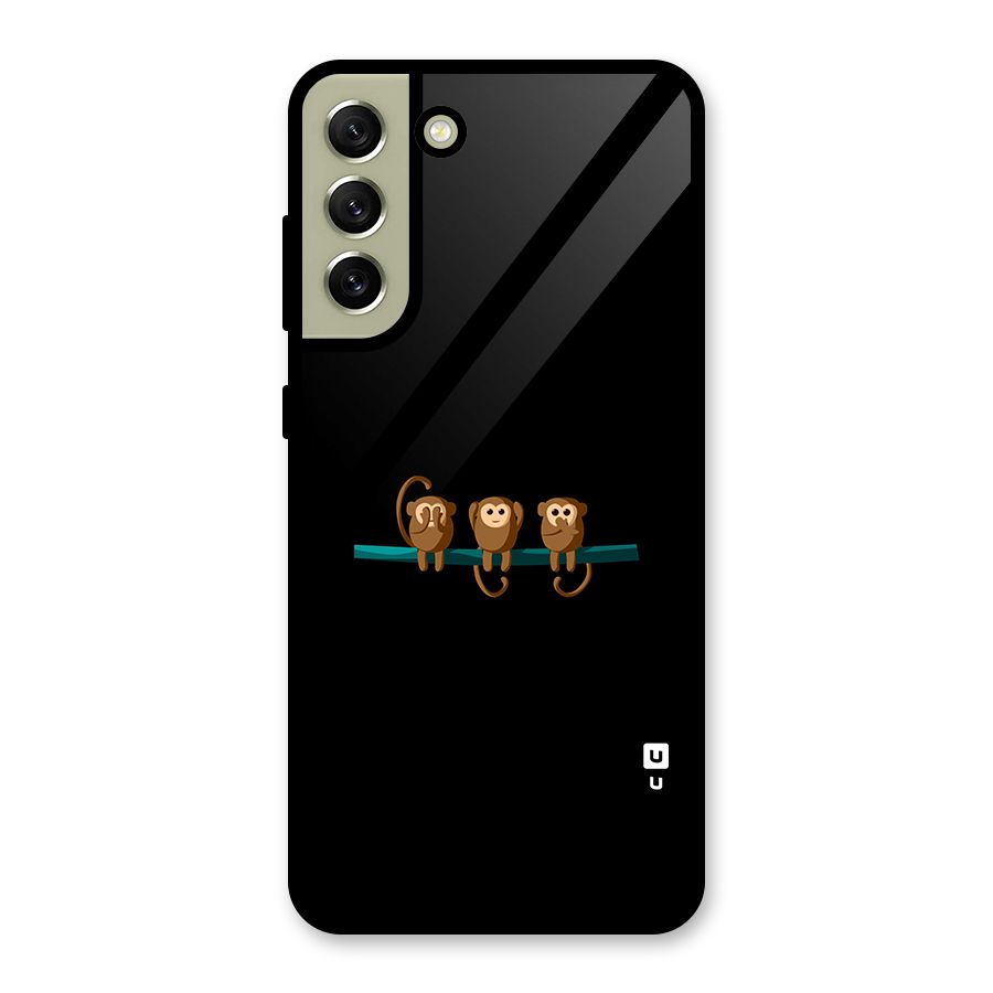 Three Cute Monkeys Metal Back Case for Galaxy S21 FE 5G (2023)