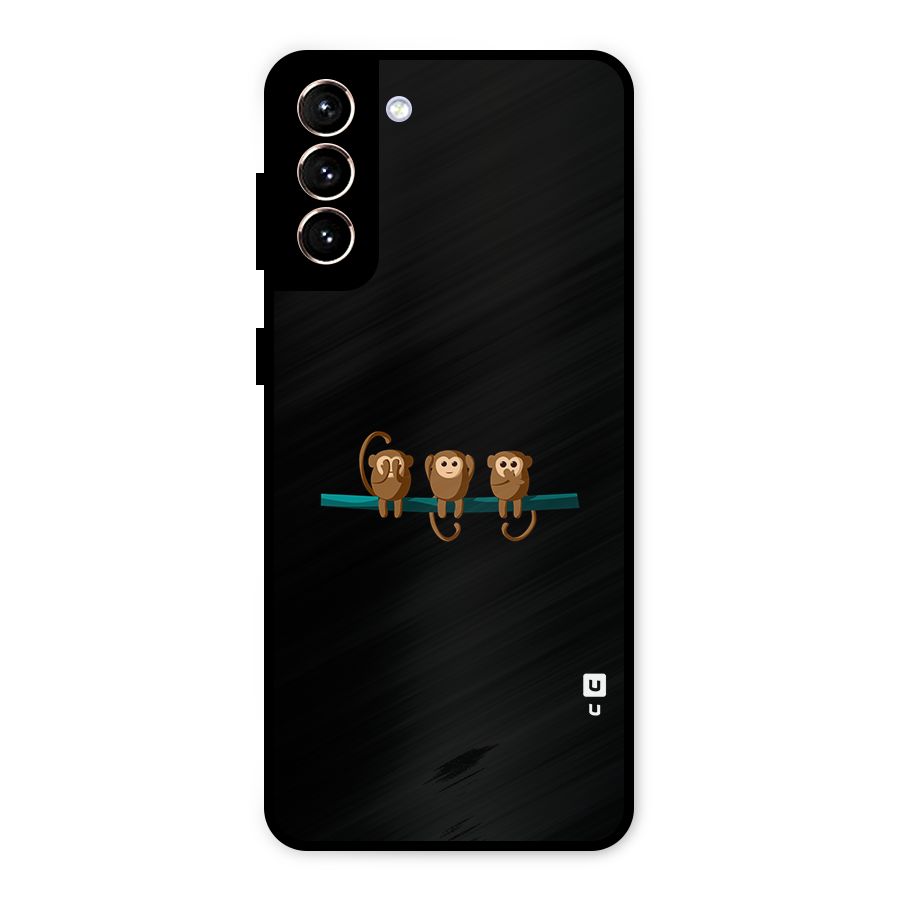 Three Cute Monkeys Metal Back Case for Galaxy S21 Plus