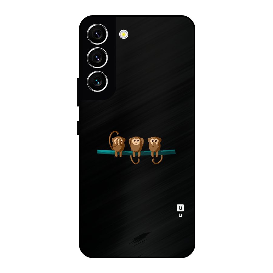 Three Cute Monkeys Metal Back Case for Galaxy S22 5G