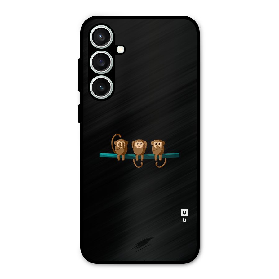 Three Cute Monkeys Metal Back Case for Galaxy S23 FE