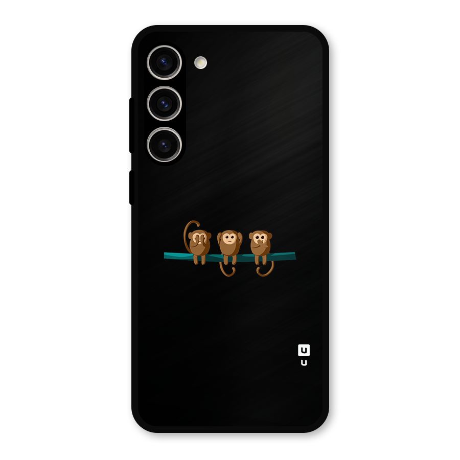 Three Cute Monkeys Metal Back Case for Galaxy S23 Plus