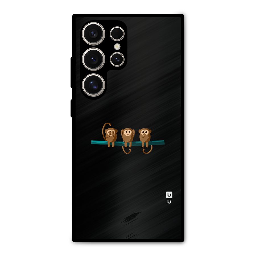 Three Cute Monkeys Metal Back Case for Galaxy S24 Ultra
