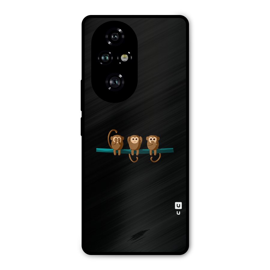 Three Cute Monkeys Metal Back Case for Honor 200 Pro