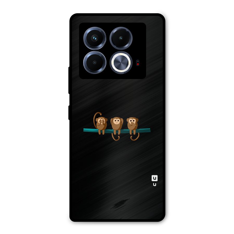Three Cute Monkeys Metal Back Case for Infinix Note 40 5G