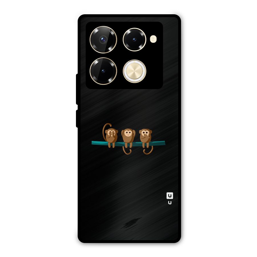 Three Cute Monkeys Metal Back Case for Infinix Note 40 Pro Plus