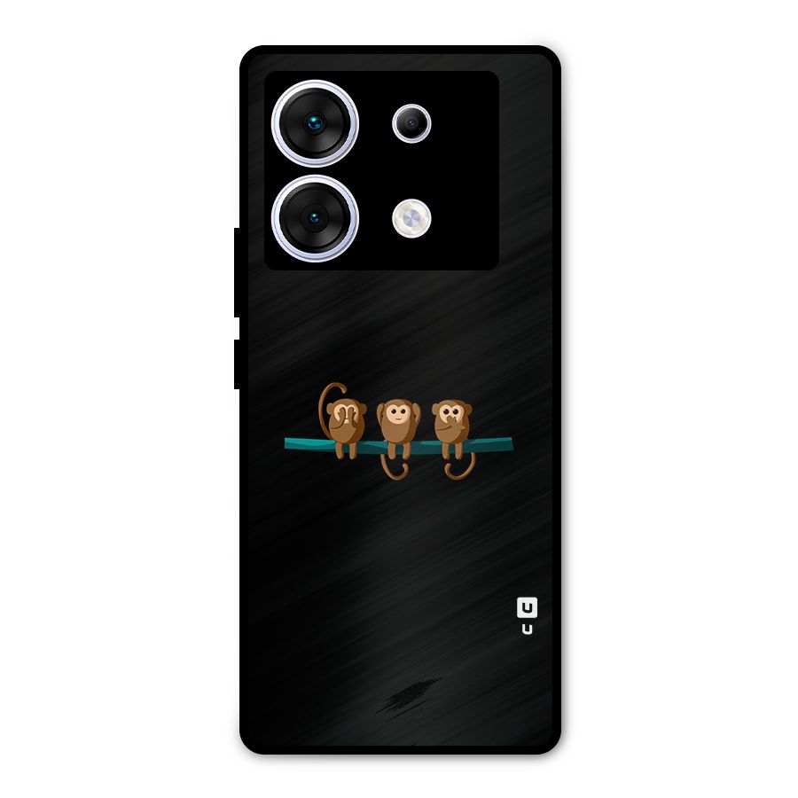 Three Cute Monkeys Metal Back Case for Infinix Zero 30 5G