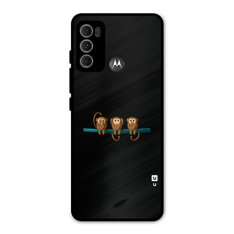 Three Cute Monkeys Metal Back Case for Moto G60
