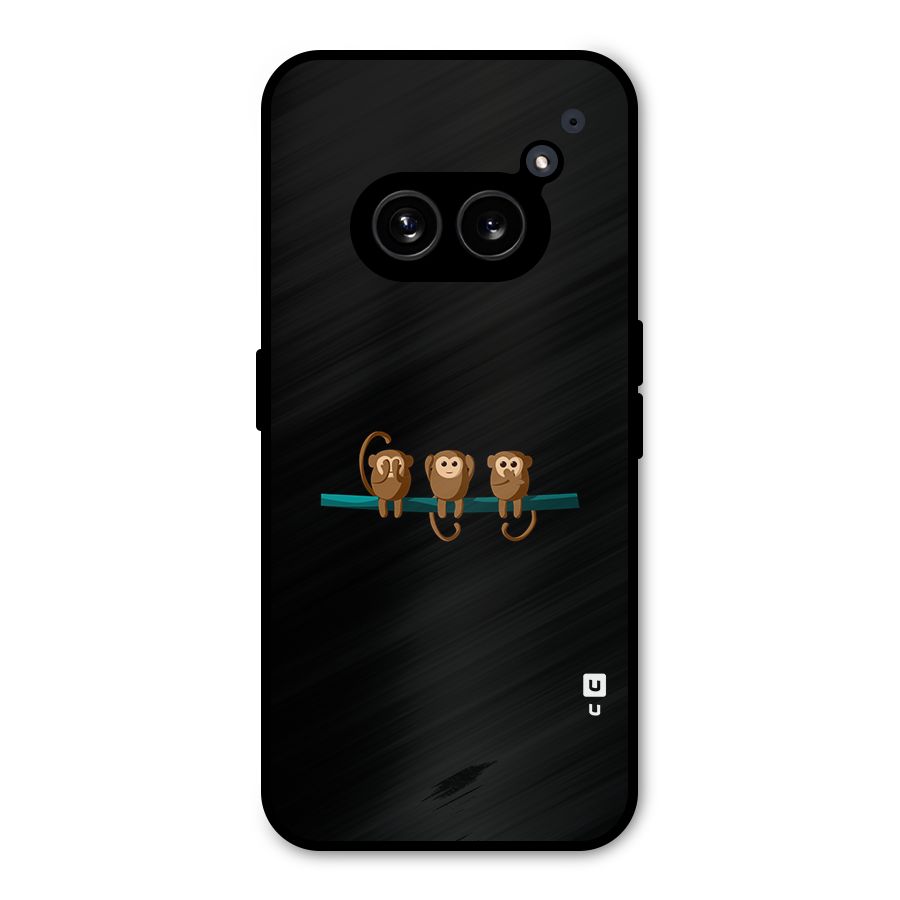 Three Cute Monkeys Metal Back Case for Nothing Phone 2a Plus