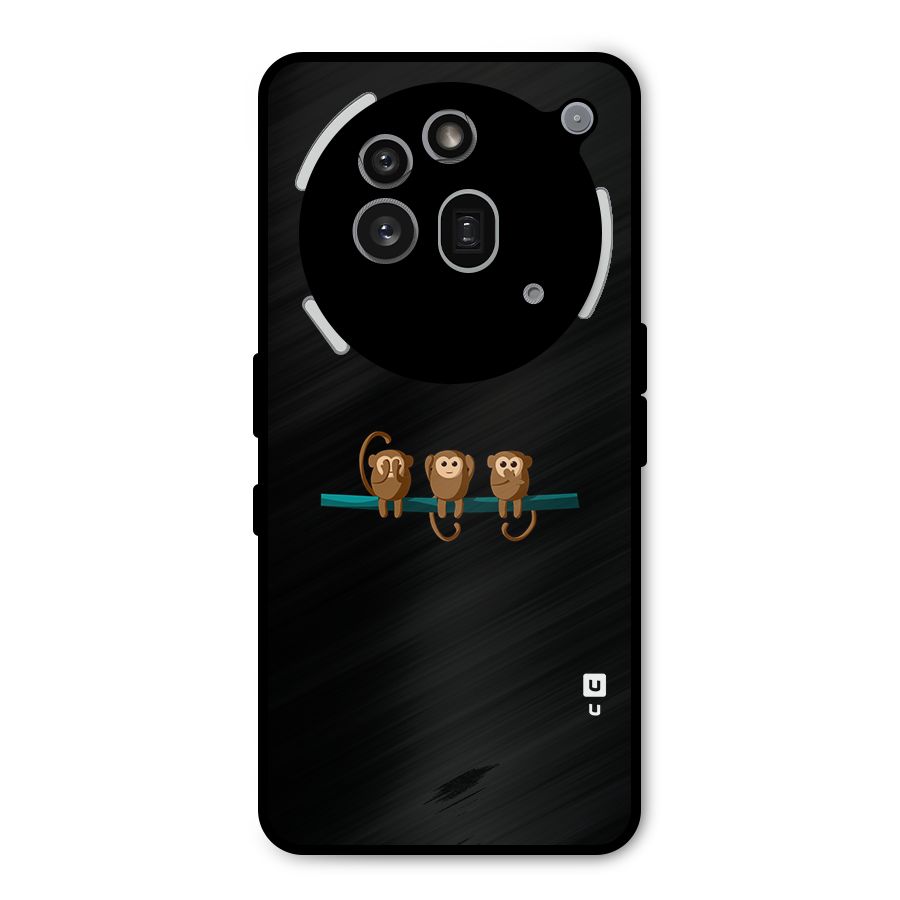 Three Cute Monkeys Metal Back Case for Nothing Phone 3a Pro